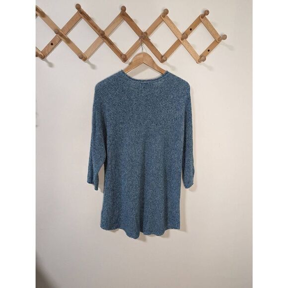 Lands End Women's Blue Linen/Cotton Blend Knit Sweater Tunic Top - Size L - Picture 4 of 6